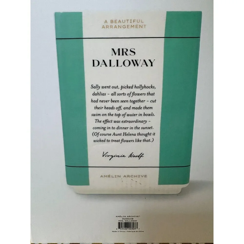 Amélin Archive Ceramic Book Vase Mrs Dalloway Virginia Woolf Floral Gift NEW